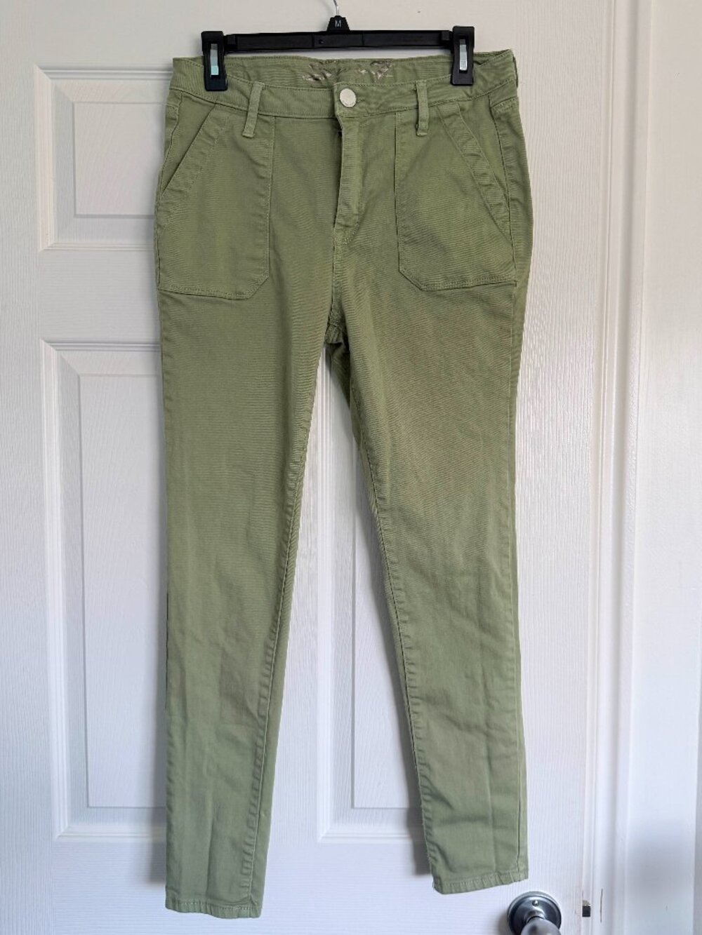 Utility by Seven7 Sage Green High Rise Ankle Skinny Jeans Patch Pockets Size 10